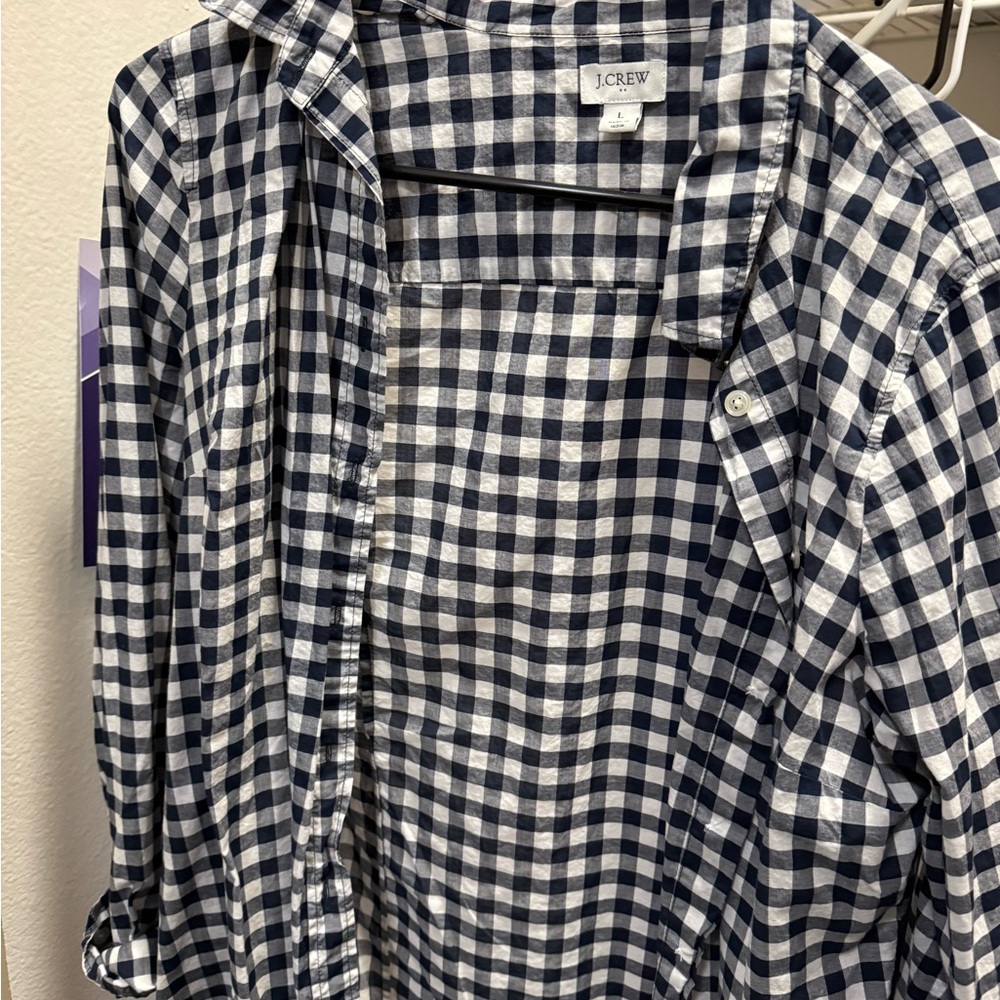 J. Crew Blue and White Casual Button Down Shirt
